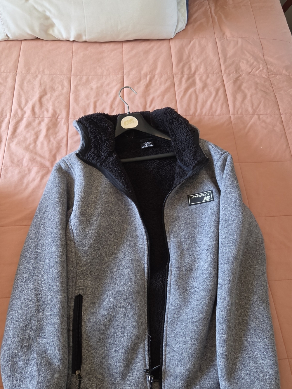 New Balance Men’s Gray Zip-Up Jacket with Black Fleece Lining